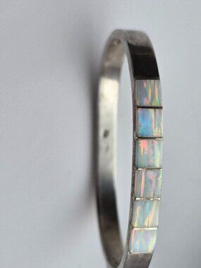 Vintage 925 Sterling Silver Oval Bangle Bracelet